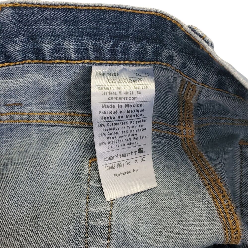 CARHARTT Jeans Mens 36X30 Blue Workwear Casual Hunting Camping Hiking Outdoor - Picture 9 of 9